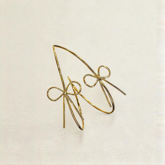Ladylike Bows- Gold Hoop Earrings