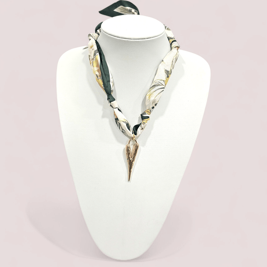Scarf Charm Necklace II- Green/Yellow Floral - Shop Alies Bouutique
