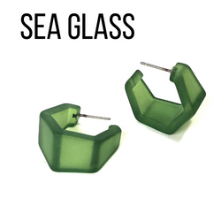 Hexagon Geo Frosted Hoop Earrings - Leetie Lovendale