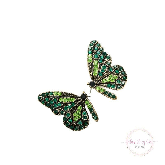 Serene Sparkle - Green Stud Earrings - Sale-Shop Alies Boutique