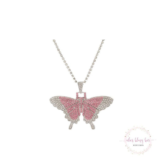 Soar In Color - Pink Butterfly Necklace - Sale - Alies Bling Bar - Shop Alies Boutique