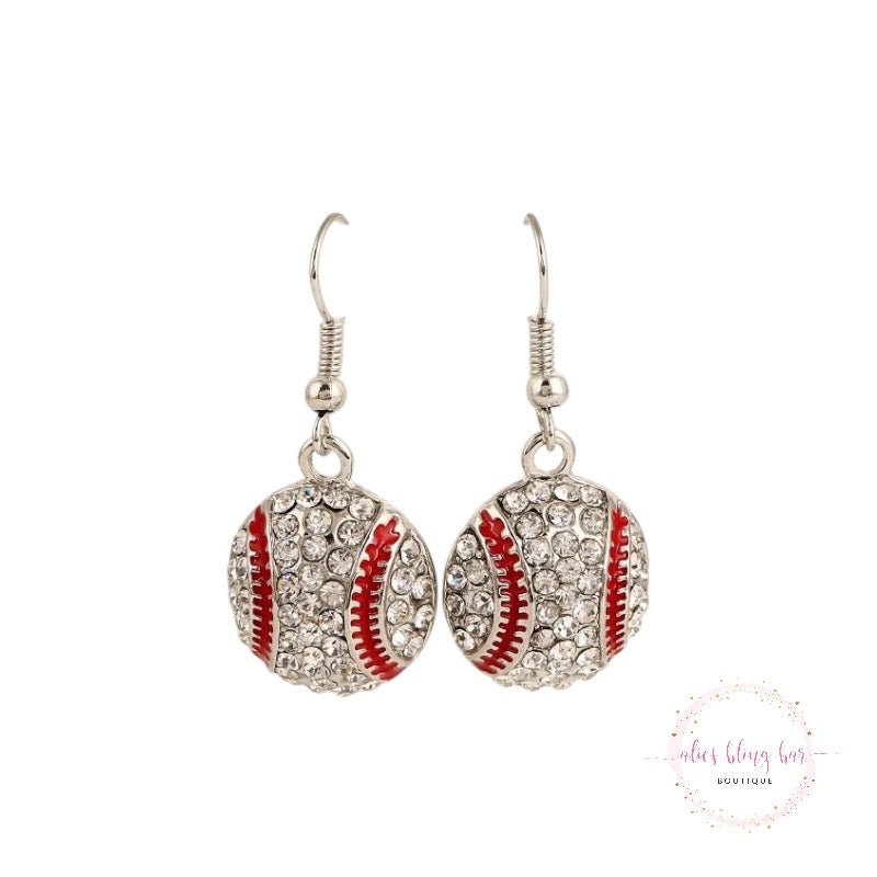Sparkle & Play - Baseball Drop Earrings-Shop Alies Boutique