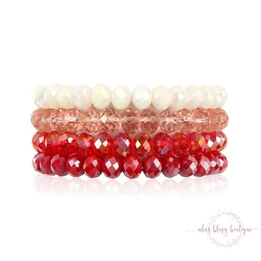 Sparkle & Soul 4 Piece Bracelet Set in Red - Sale-Shop Alies Boutique