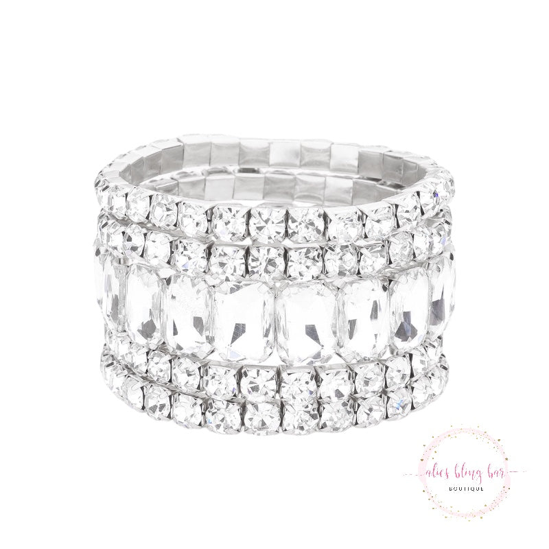 Sparkling Essence - Silver Stretch Bracelet Set-Shop Alies Boutique