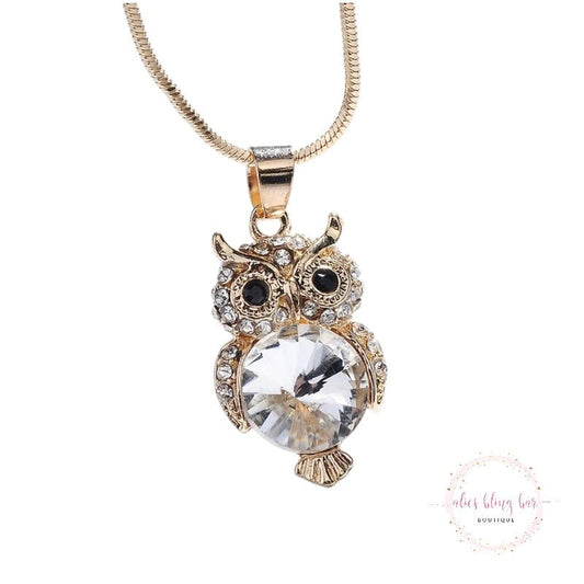 Sparkling Guardian - Owl Gold Necklace - Sale - Alies Bling Bar - Shop Alies Boutique