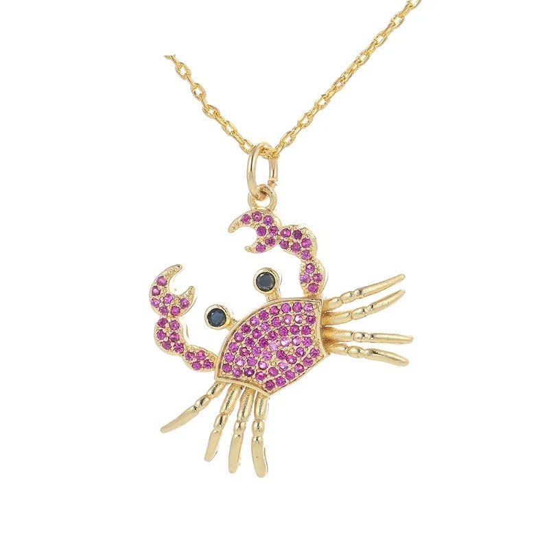 Sparkling Tide - Red Crab Necklace-Shop Alies Boutique