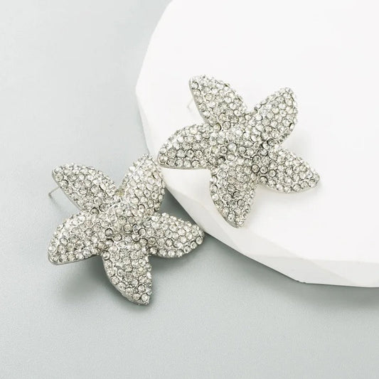 Starlight Soirée - White Rhinestone Earrings-Shop Alies Boutique