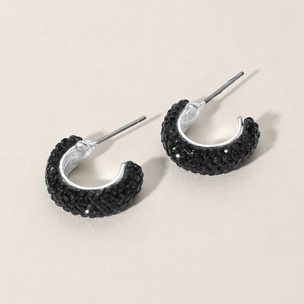 Starlit Curve - Black 18k Gold Dipped Hoop Earrings - Alies Boutique - Shop Alies Boutique