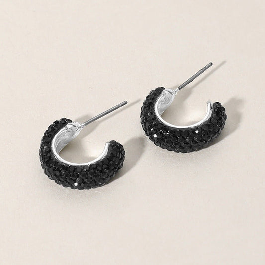 Starlit Curve - Black 18k Gold Dipped Hoop Earrings - Alies Boutique - Shop Alies Boutique