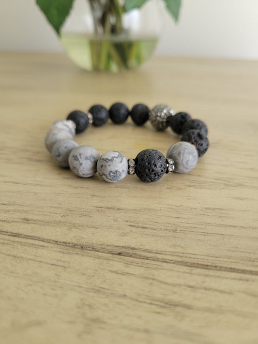 Stone & Ember - Grey Stretch Bracelet - Shop Alies Bouutique