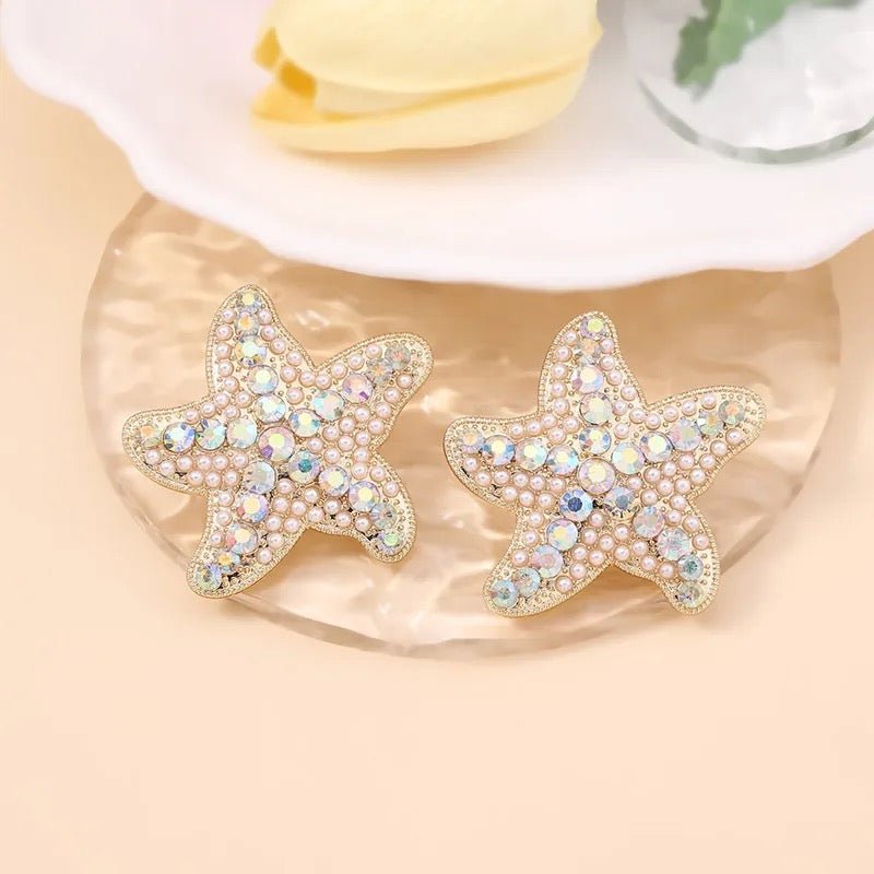 Tidal Aura - White Stud Earrings - Sale-Shop Alies Boutique
