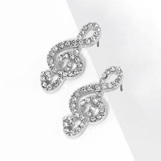 Treble Maker - Silver Earrings-Shop Alies Boutique