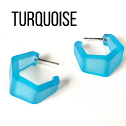 Hexagon Geo Frosted Hoop Earrings - Leetie Lovendale