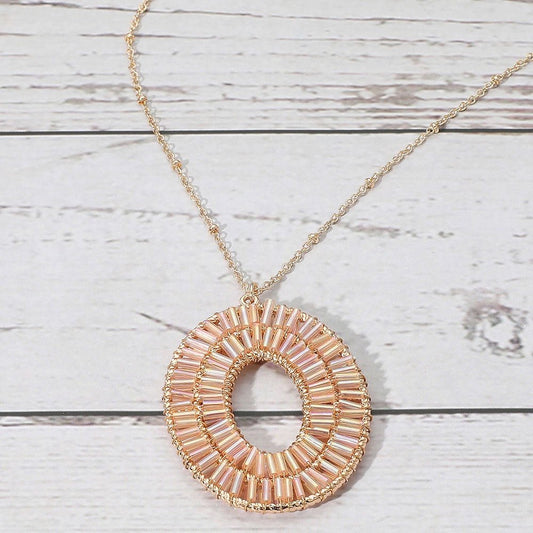 Twice Around - Peach Beaded Long Necklace - Shop Alies Bouutique