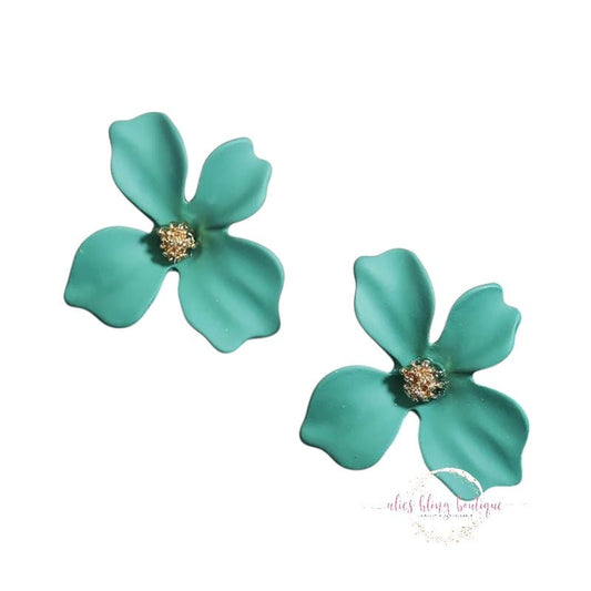 Vibrant Bloom - Turquoise Earrings - Sale-Shop Alies Boutique