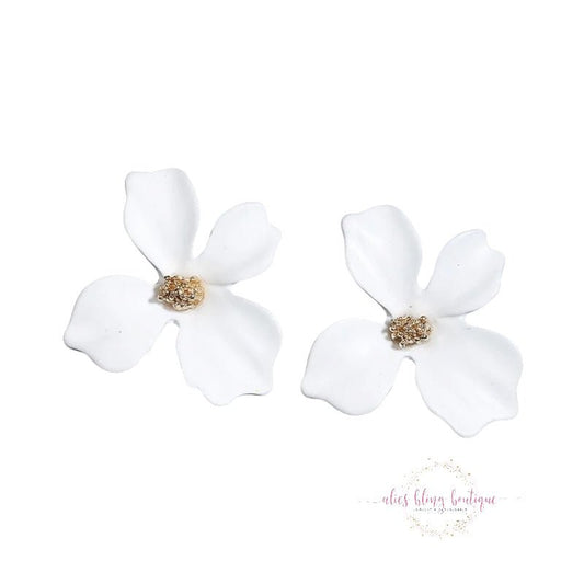 Vibrant Bloom - White Earrings - Sale-Shop Alies Boutique