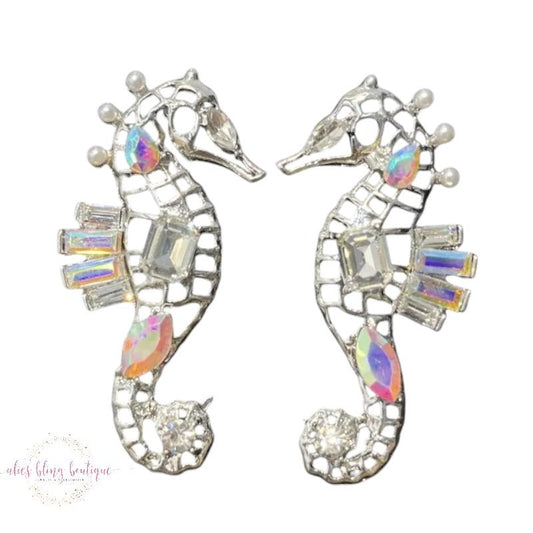 Vintage Sea Glow - Silver Earrings- Sale-Shop Alies Boutique