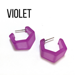 Hexagon Geo Frosted Hoop Earrings - Leetie Lovendale