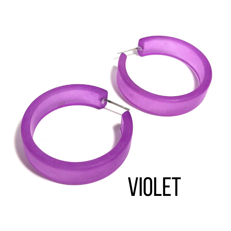 Portland Frosted Lucite Hoop Earrings - Leetie Lovendale