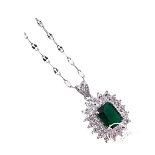 Watch Me Sparkle - Green Necklace - Sale-Shop Alies Boutique