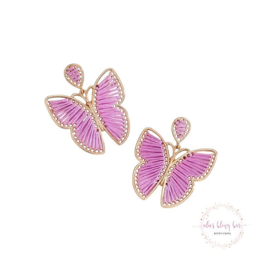 Woven Flight - Purple Drop Earrings - Sale-Shop Alies Boutique